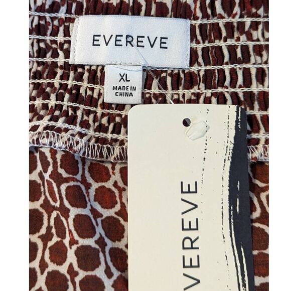 NWT Evereve Drew Smocked Tank Brown White Check Womens Sz XL - Picture 3 of 11